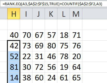 Excel RANK Hack for first Column